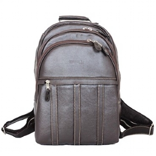 Mochila de costas em couro com compartimento para notebook Expopelly 0530