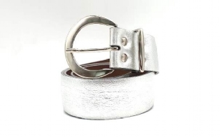 Cinto feminino couro fivela prata Lindo Bom52