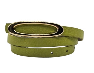 Cinto feminino couro fino social fivela oval de pino NE989