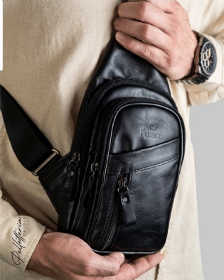 Mochila transversal anatômica couro Fasolo R204035
